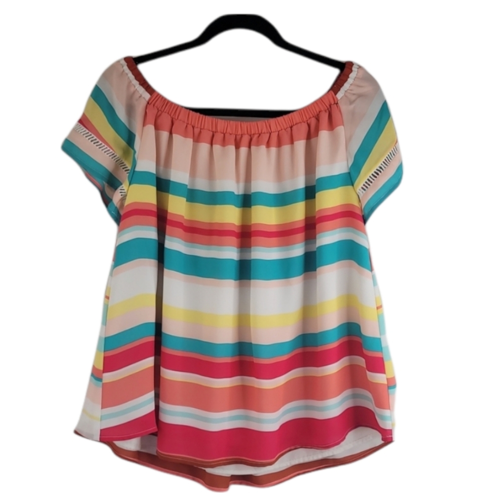 Belle Sky off shoulder striped top sz Large